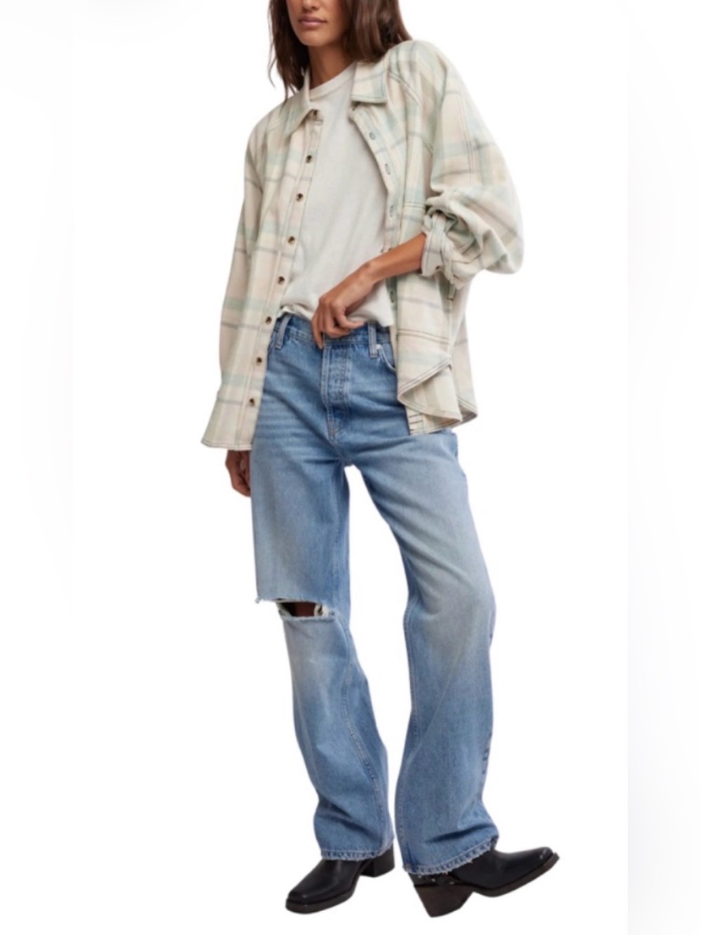 We The Free Holly High-Rise Bootcut Jeans - Light Wash Blue